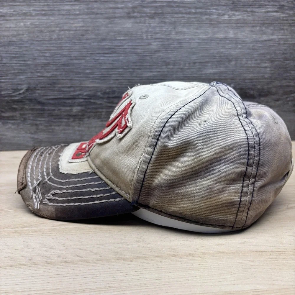 True Religion‎ Hat Cap Strap Back Distressed Leather Brim Western Mens